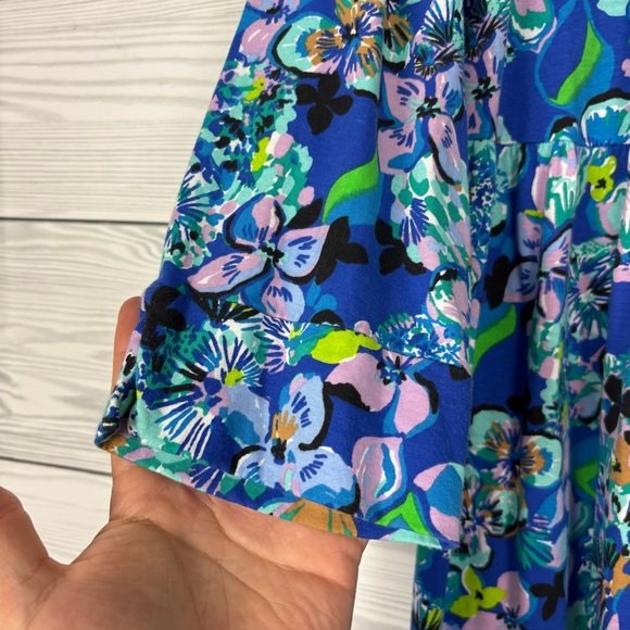 Lilly Pulitzer Aliana 3/4 Sleeve Blue Grotto Dress Twilight Tropics Size XL - Picture 5 of 9